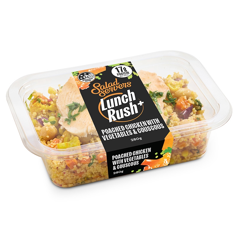Salad Servers LR+ Poached Chicken w Roast Veg Couscous x 4